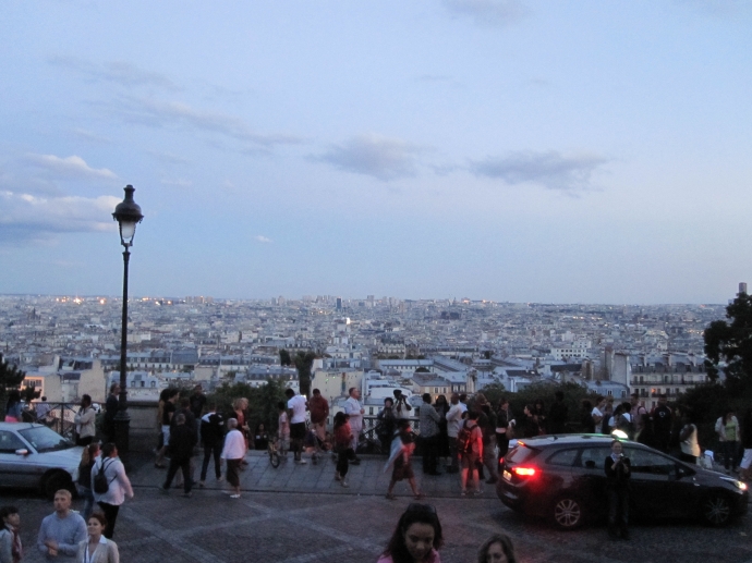 The view from Sacre Coeur at dusk.